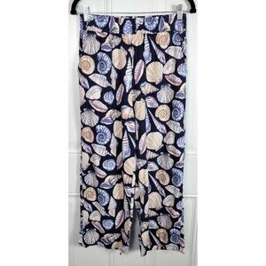 Calypso St. Barth Linen Blend Straight Leg Ankle Pants Size S Shell Print